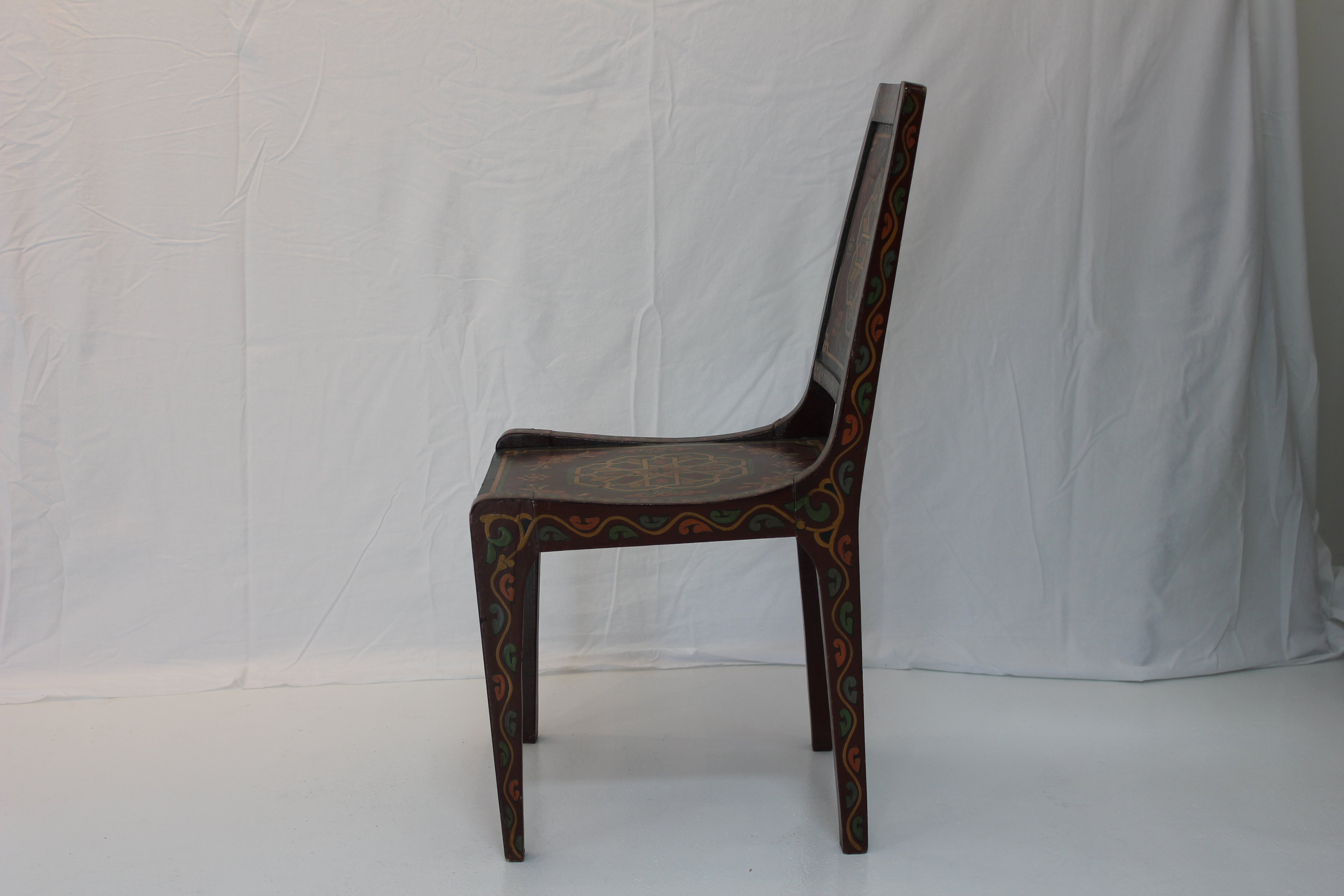 AF2-307: Vintage Moroccan Hand Painted Side Chair