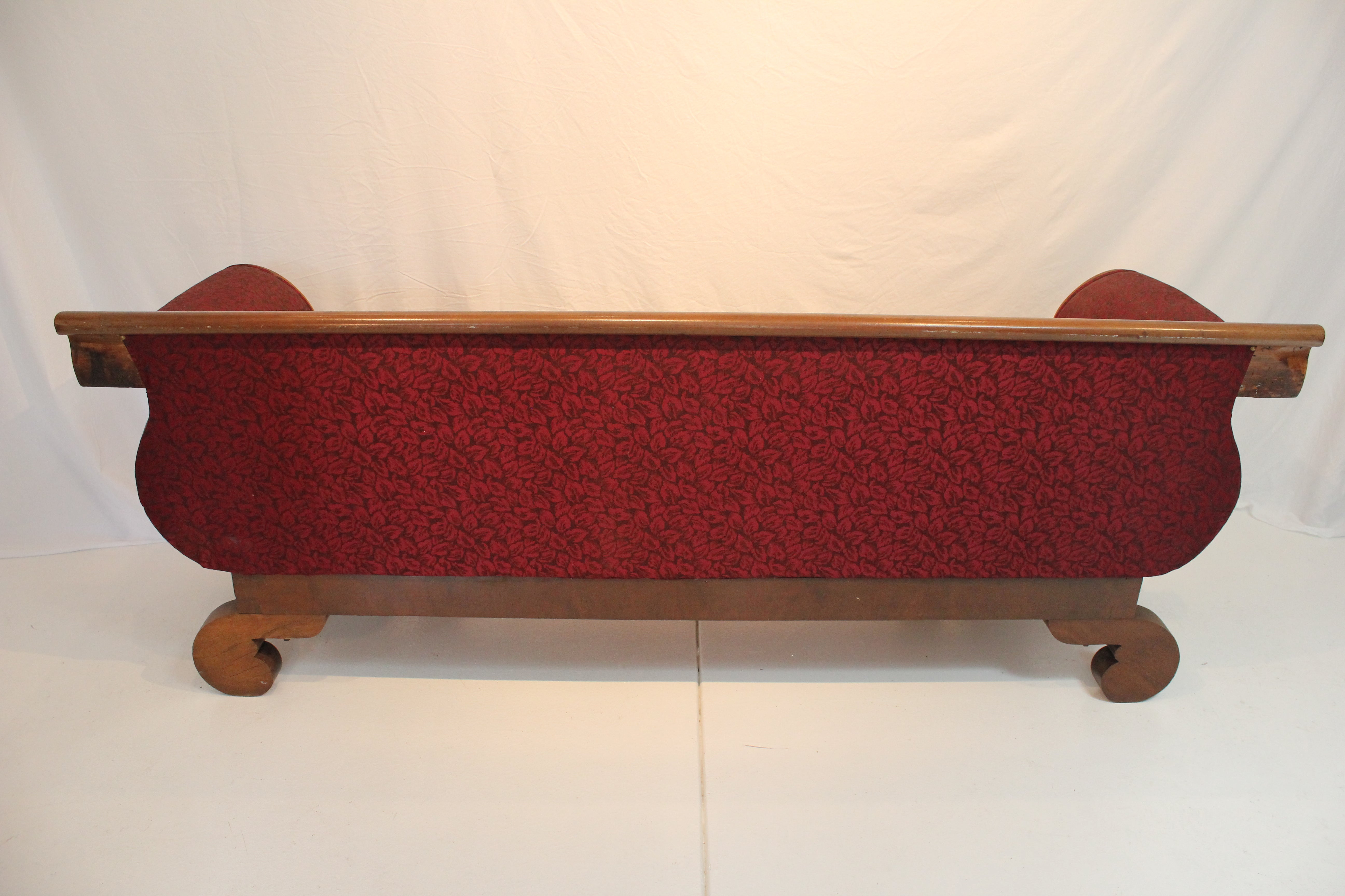 AF2-166: Antique C 1840's American Empire Mahogany Upholstered Sofa.