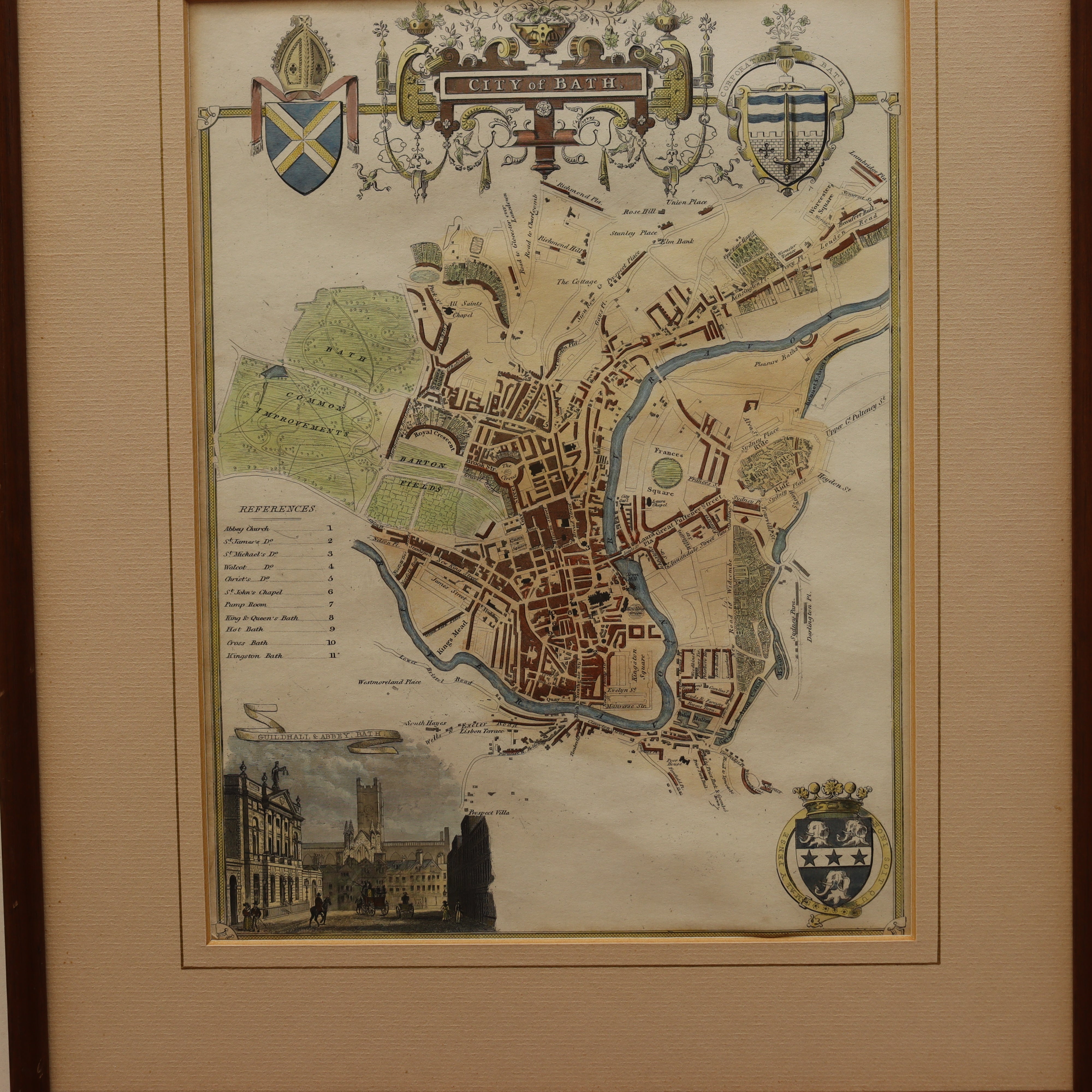 AW7-071: Antique Later Engraving of a 17th Century Hand Colored Engraved Map of the City of Amsterdam