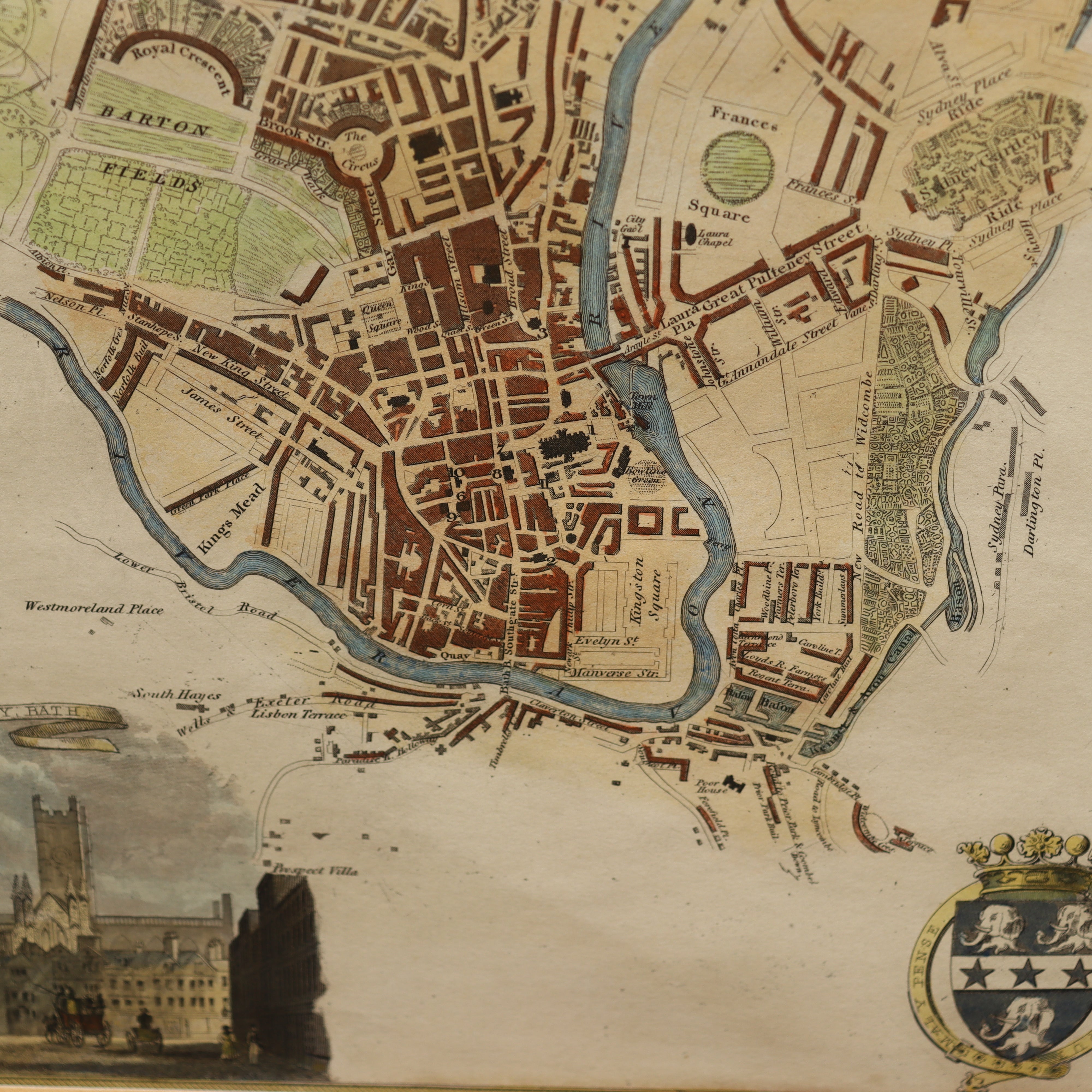 AW7-071: Antique Later Engraving of a 17th Century Hand Colored Engraved Map of the City of Amsterdam