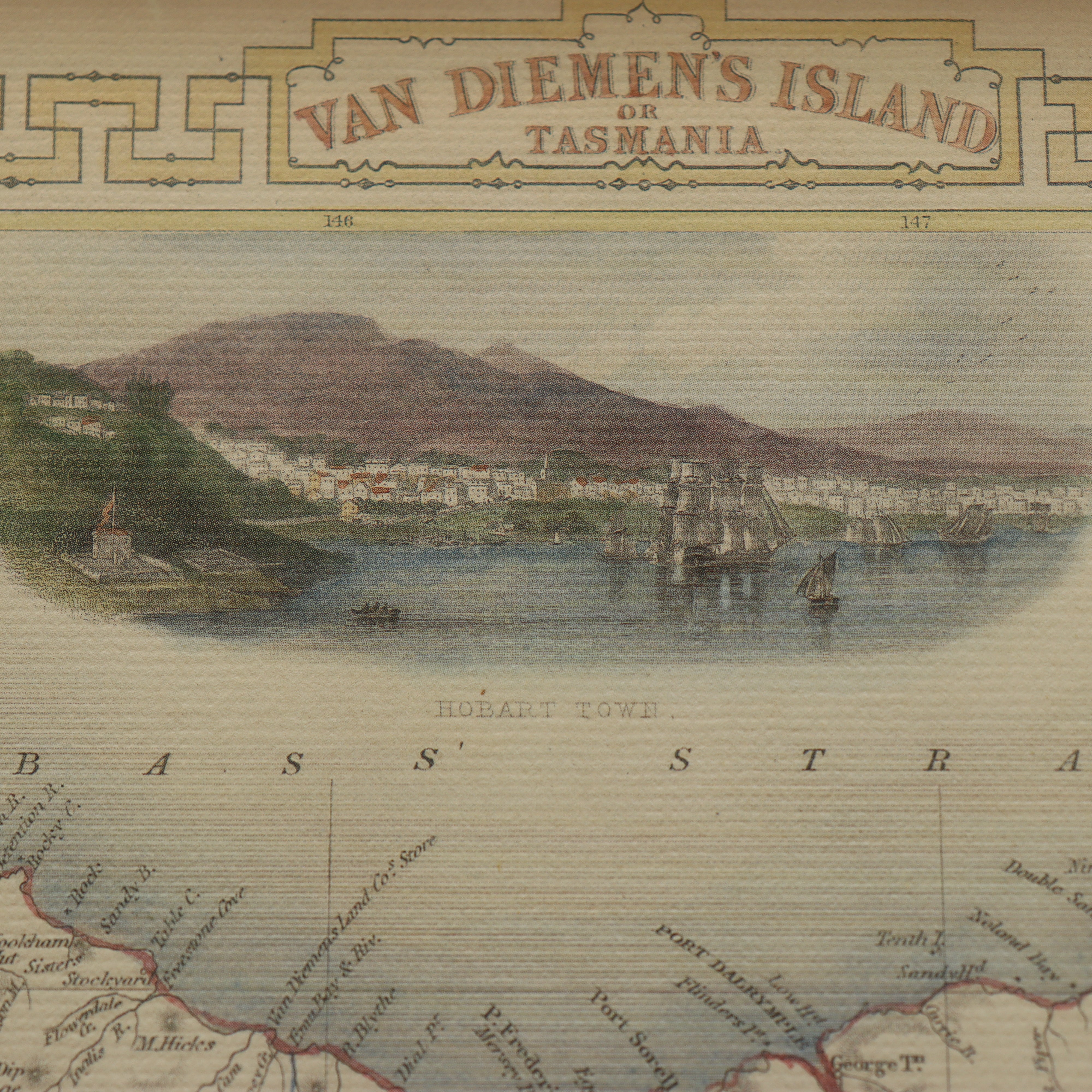 AW7-073: Later 20th Century Re-Printed Engraving of J. Rogers Map of Van Diemen's Land "Tasmania"