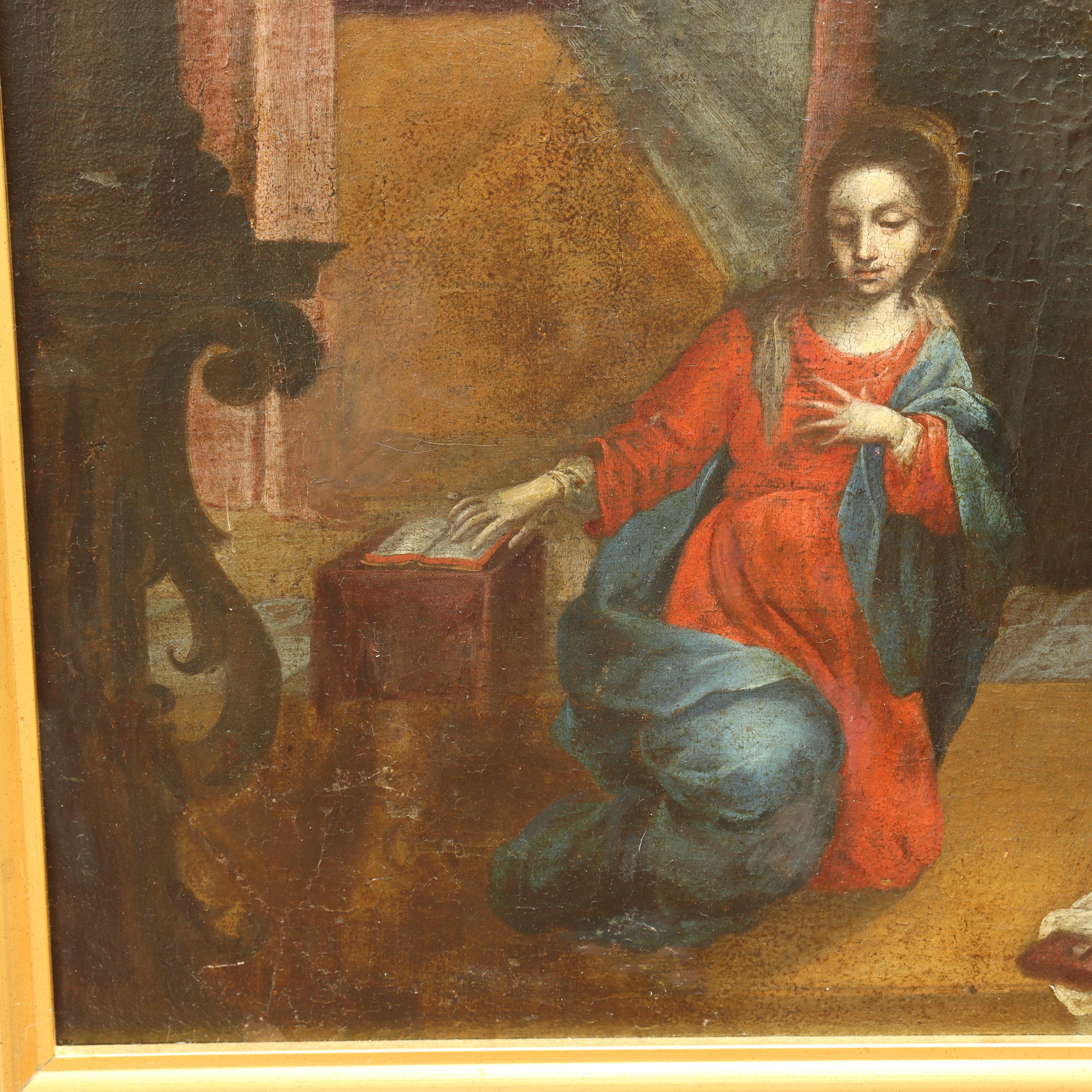 AW606: 18th Century Italian School Old Master - Adoration of Mary - Oil on Canvas Laid to Board