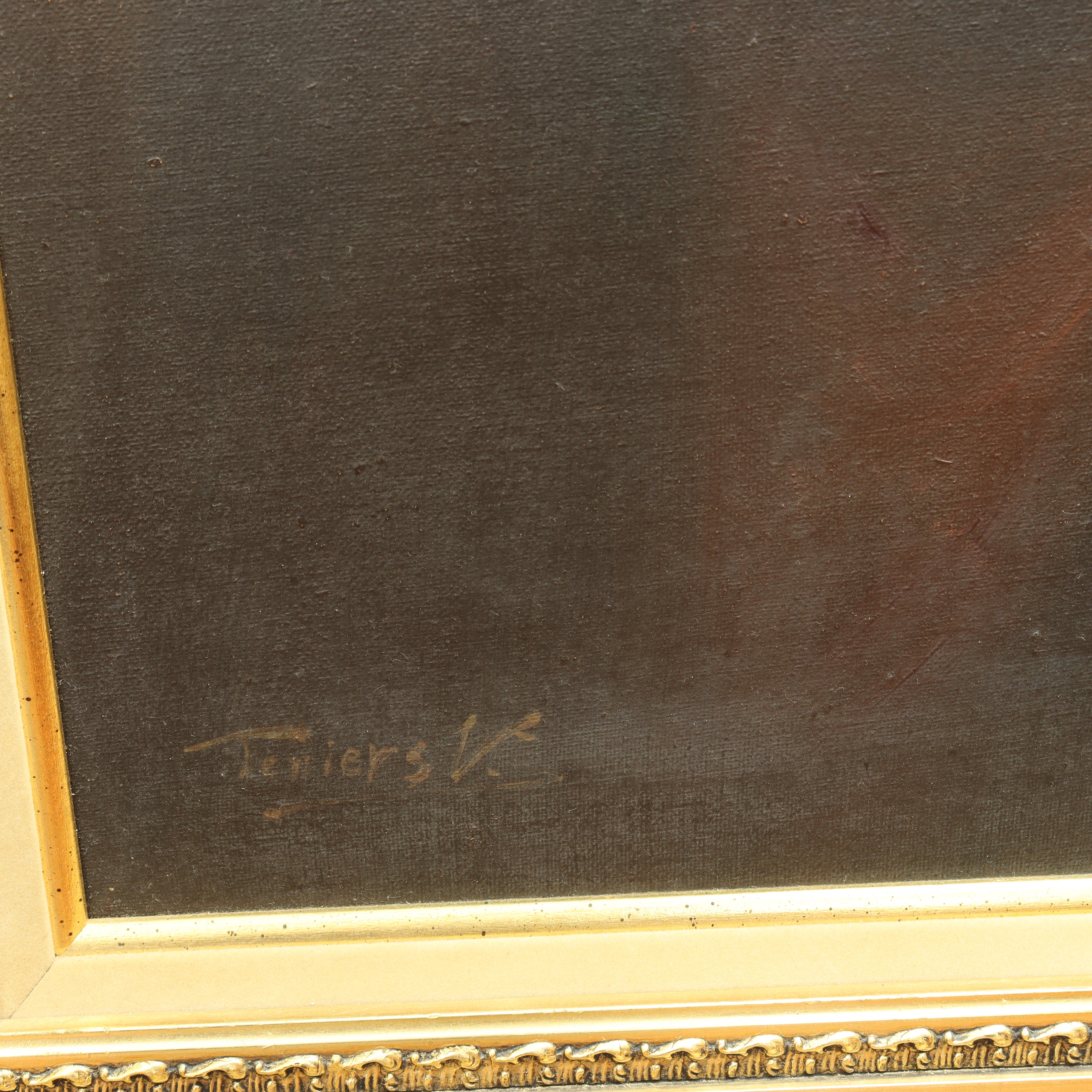 AW522: European School - Old Master Portrait of a Bearded Man Signed Teniers V. Oil on Canvas