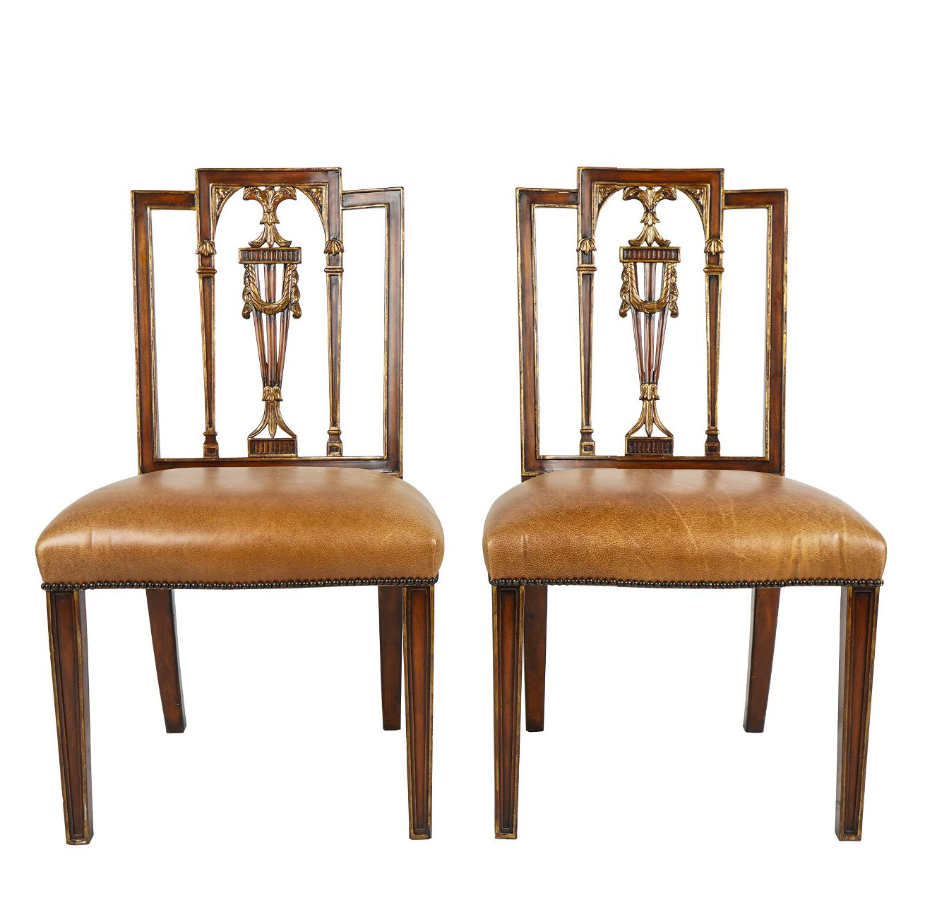 AF2-018: VINTAGE PAIR OF THEODORE ALEXANDER GILTWOOD FRENCH DIRECTOIRE STYLE SIDE CHAIRS