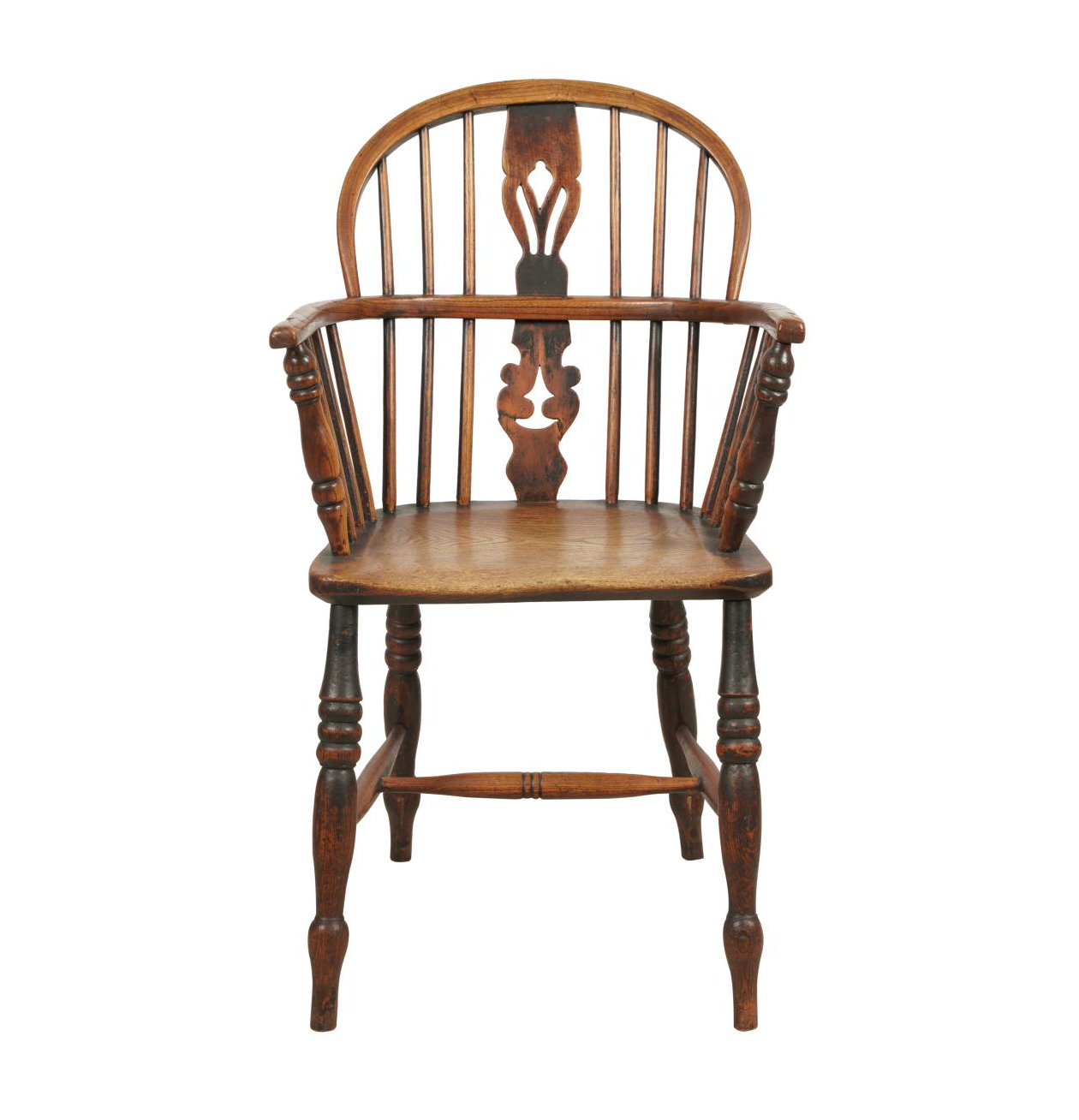 AF2-090: ANTIQUE EARLY 18TH CENTURY OAK WINDSOR ARMCHAIR