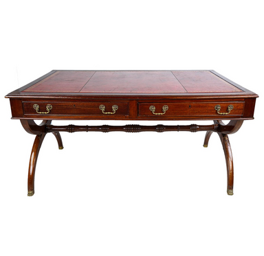 Antique English Regency Classical Leather Top Writing Desk | Work of Man