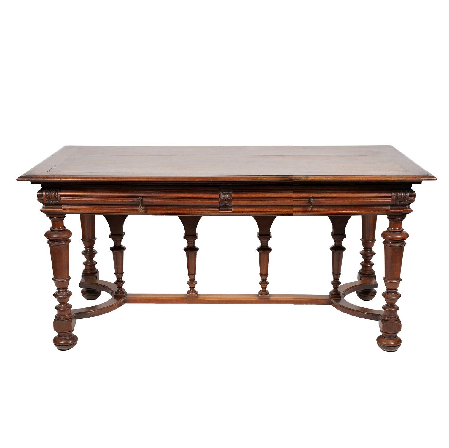 ANTIQUE AMERICAN WALNUT RENAISSANCE REVIVAL LIBRARY TABLE / DESK | Work of Man