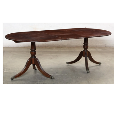 Antique English Georgian Double Pedestal Oval Table | Work of Man