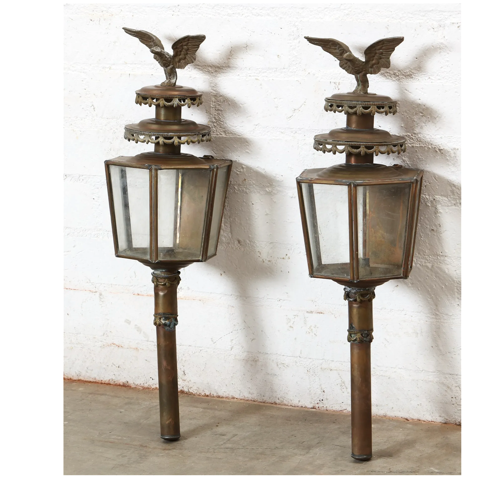 AL3-006: Pair of Early 19th Century American Federal Coach Lanterns Converted to Electric Outdoor Sconces