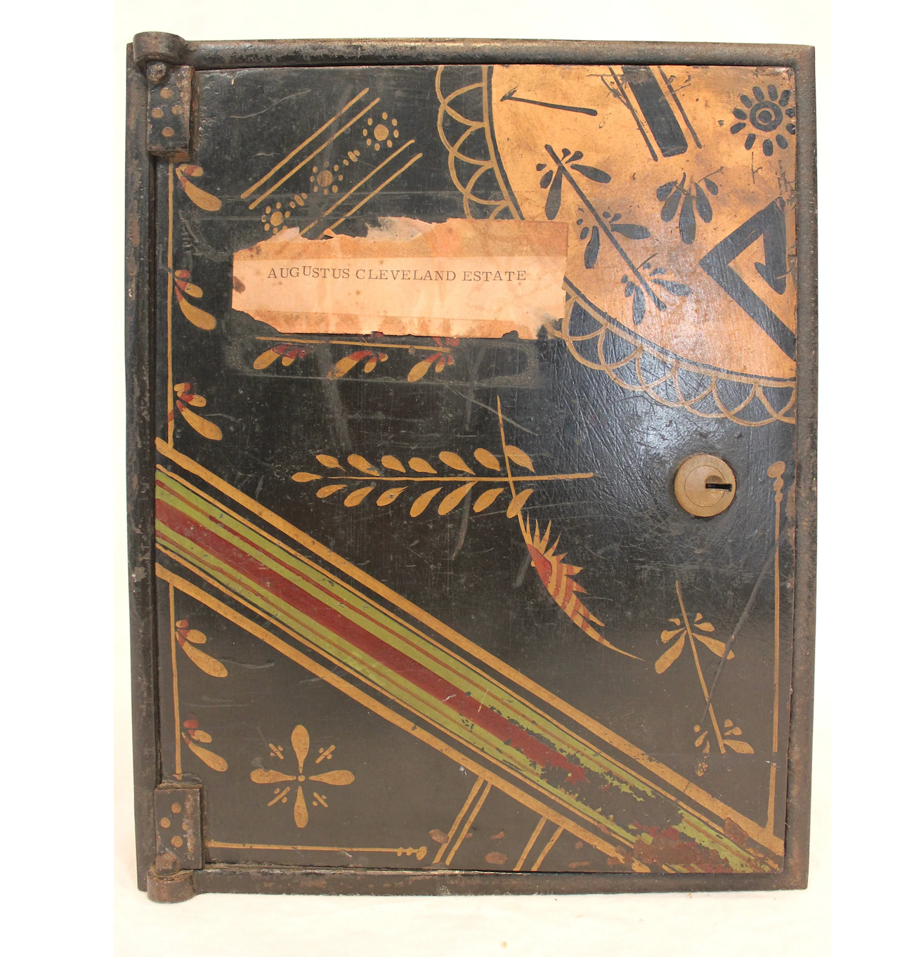 DA6-124 - 19th Century Black Decorative Painted Safe