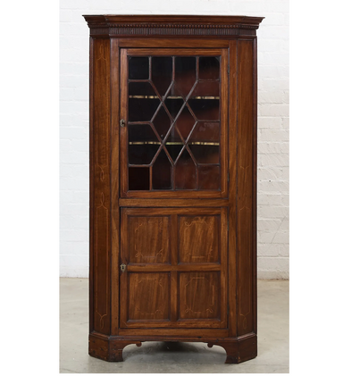 Antique American Federal Inlaid Mahogany Corner Cabinet | Work of Man
