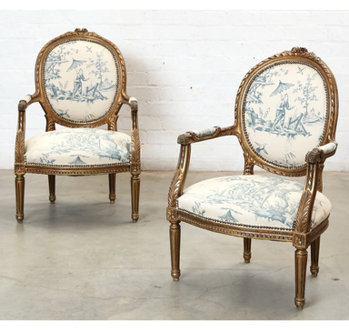 Antique Louis XVI Giltwood Fauteuils | Work of Man