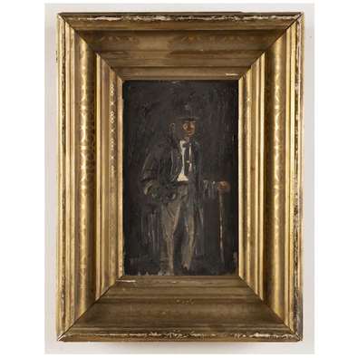 Early 20th American Modernist / Ashcan School - Fancy Man with Cane - Oil on Board Painting | Work of Man