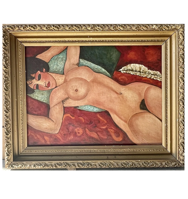 After Modigliani - Copy of "Reclining Nude" - Oil On Canvas Painting | Work of Man