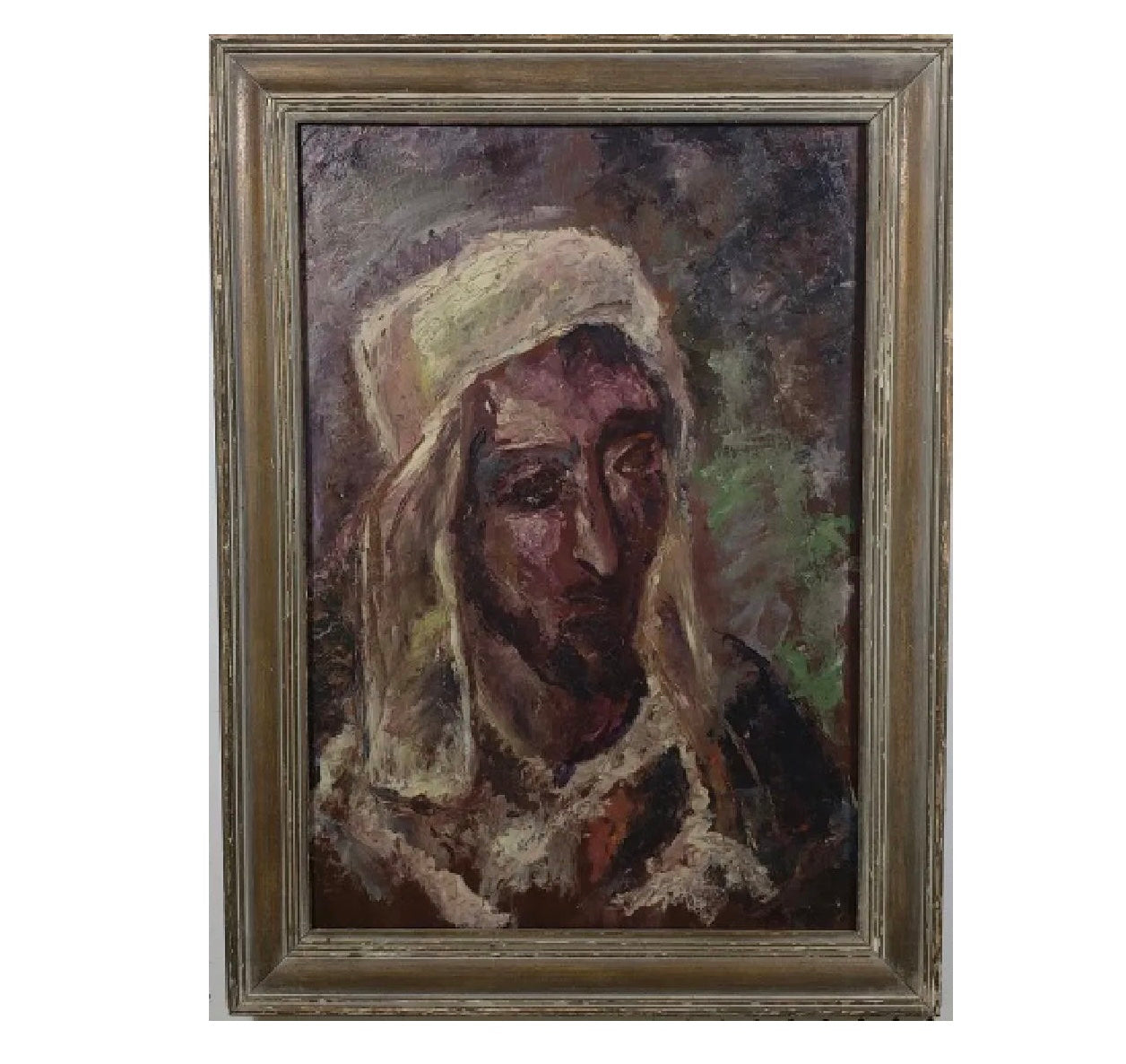 European School - Expressionist Portrait of a North African Man - Mid 20th C - - Oil on Board Painting | Work of Man