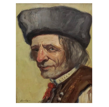 European School - Expressionist Portrait of a Man - Early 20th C - Oil on Masonite Painting | Work of Man