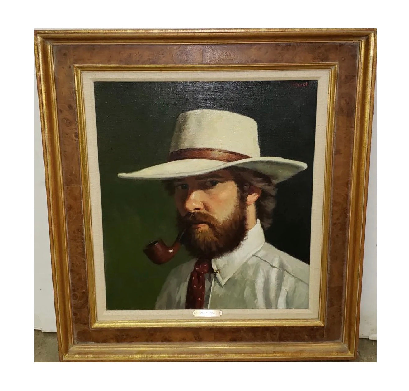 Gregory Hull - Portrait Of A Gentleman With Pipe & Hat - 20th Century - Oil on Canvas Painting | Work of Man