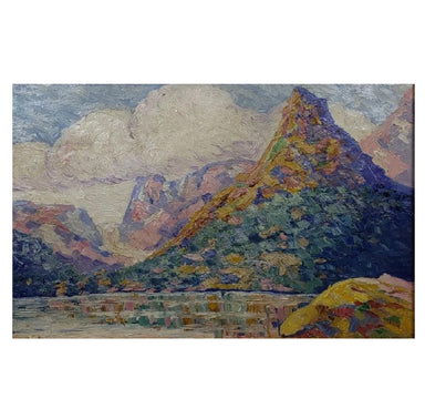 Birger Sandzen, In The Style Of - Lakeside Landscape - Early 20th C - Oil on Board Painting | Work of Man