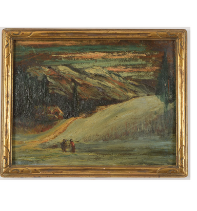 Early 20th Century Impressionist Painting of Wintery Landscape - Oil on board Painting | Work of Man
