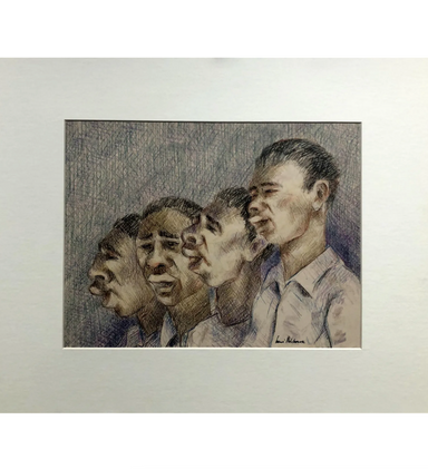 Louis Wolchonok (1898-1973) - "Gospel Singers"; c. 1960 - Colored Pencil on Paper Painting | Work of Man