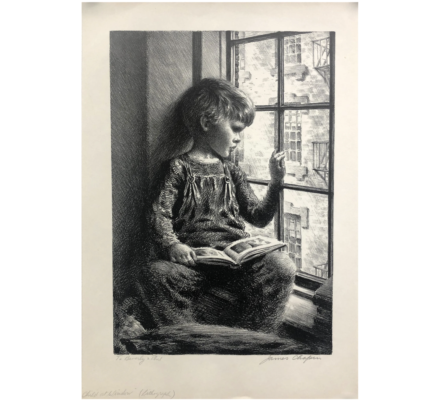 AW8-010: James Ormsbee Chapin - Circa 1943 - Lithograph - "Child at Window"