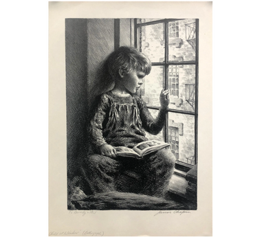 James Ormsbee Chapin - Circa 1943 - Lithograph - "Child at Window"| Work of Man