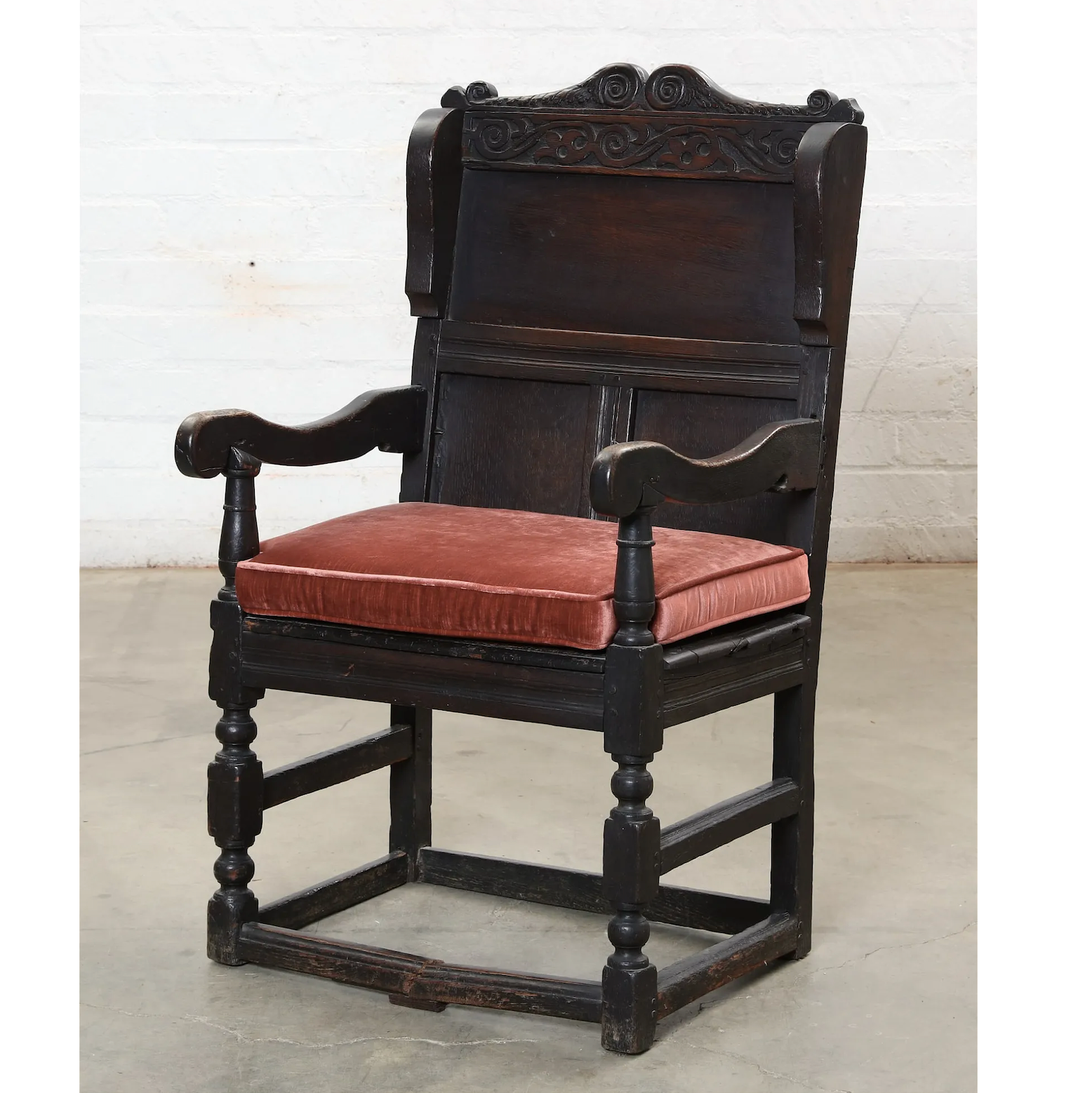 ANTIQUE CHARLES II OAK WAINSCOT ARM CHAIR | Work of Man