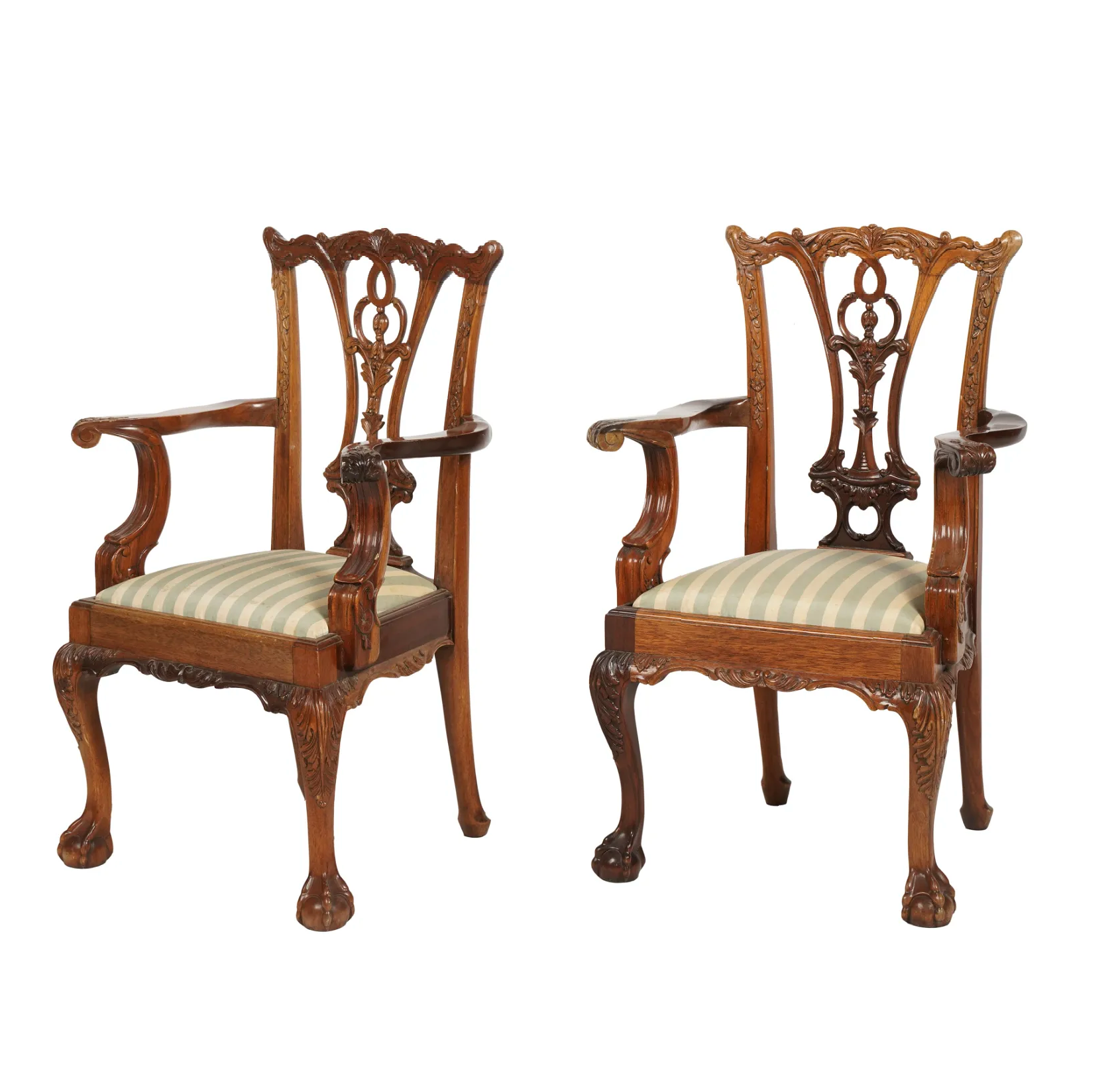 AF2-411: Antique Pair of Early 20th Century Carved Mahogany Chippendale Style Child's Chair