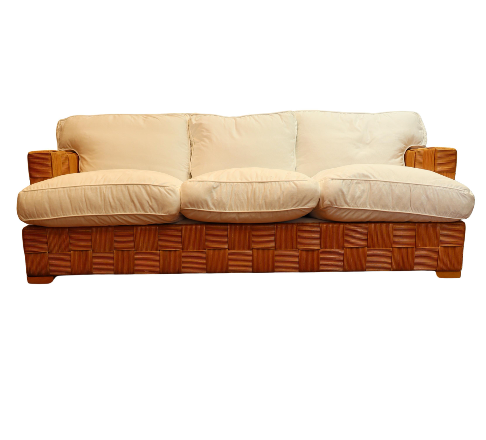 Vintage John Hutton for Donghia Block Island Rattan Sofa | Work of Man