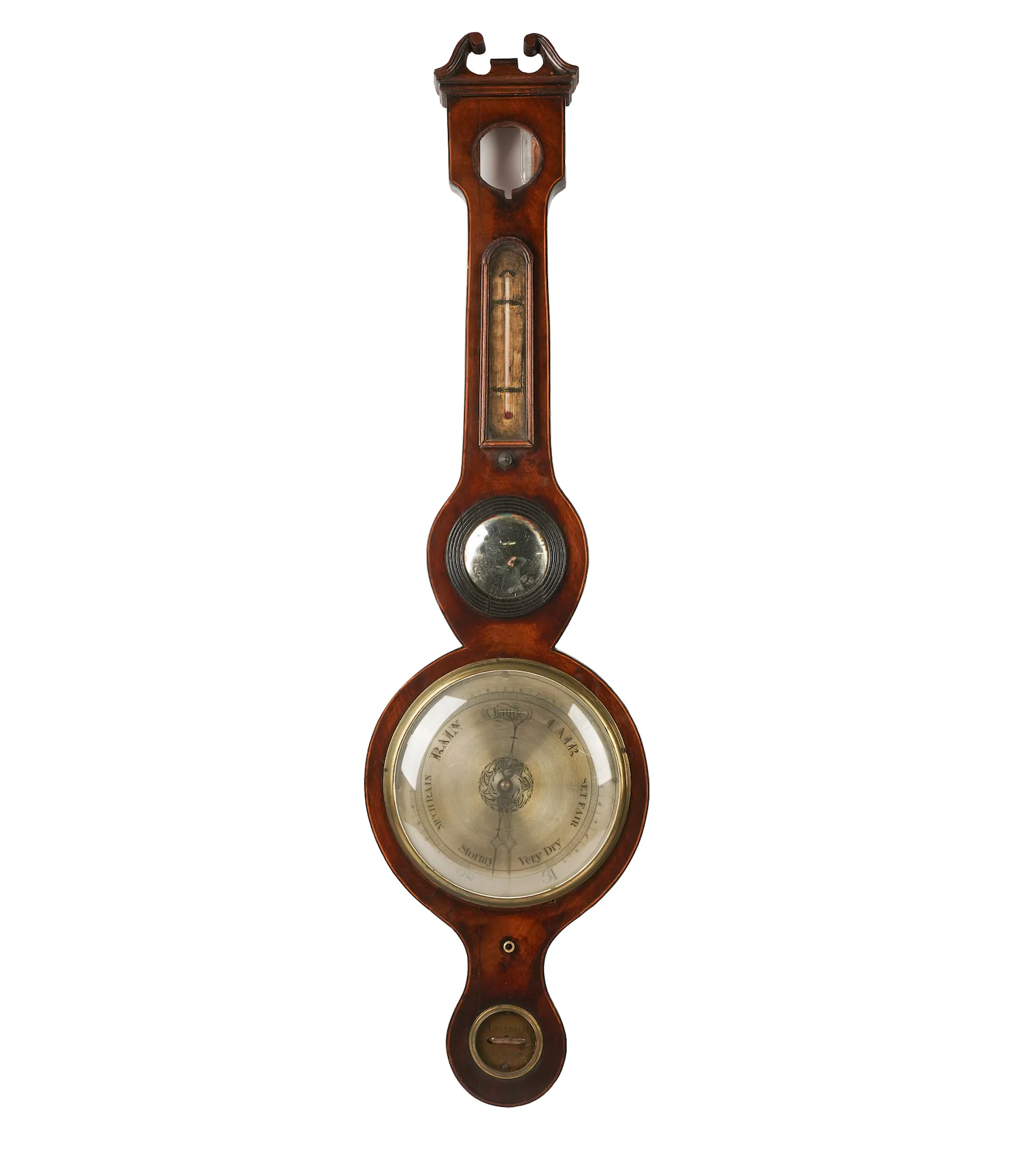 TK5-009: Early 19th Century English Regency Rosewood Wheel Barometer - Signed I. Sordelli