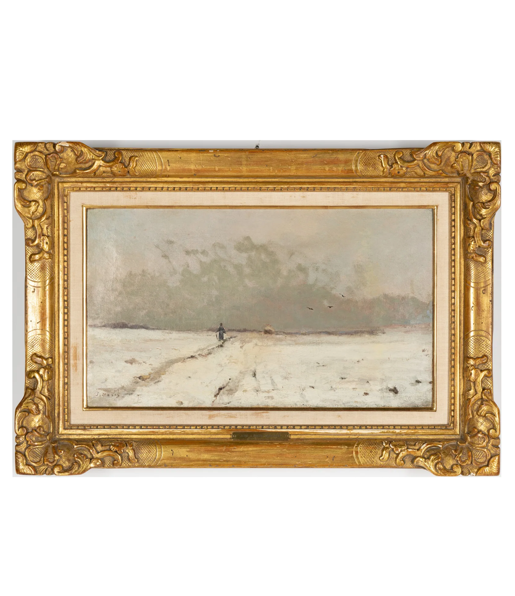 Impressionist Promenade en Hiver (Walk in Winter) Jean Eugene Julien Masse (1856 - 1950) Oil on Canvas Painting | Work of Man