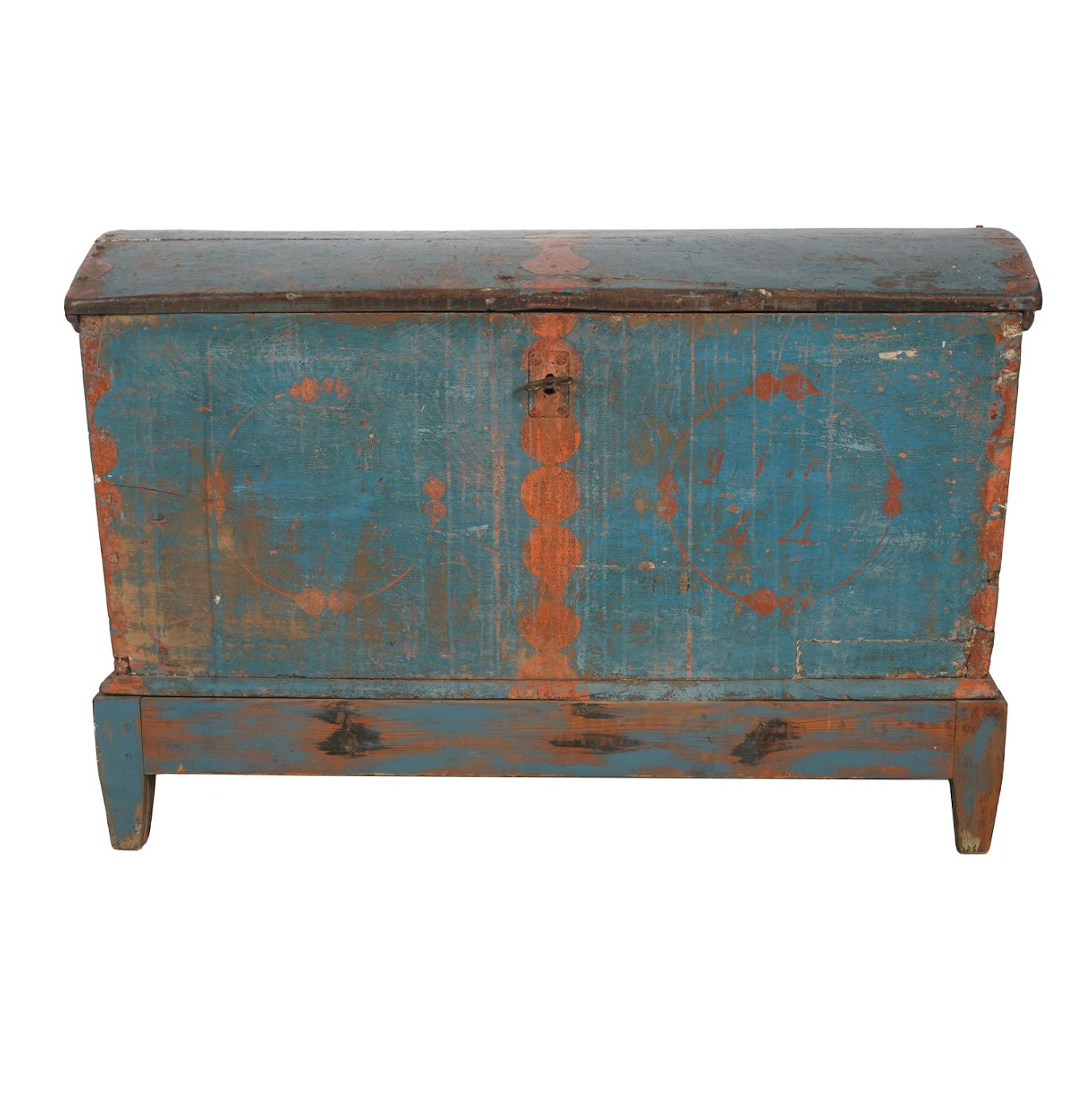 Antique American Colonial Blanket Chest Blue Paint | Work of Man | Work of Man