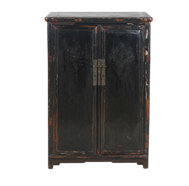 Antique Chinese Black Lacquer Wedding Cabinet | Work of Man
