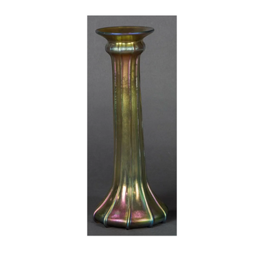 Art Nouveau Lundberg Studios Gold Iridescent Art Glass Vase