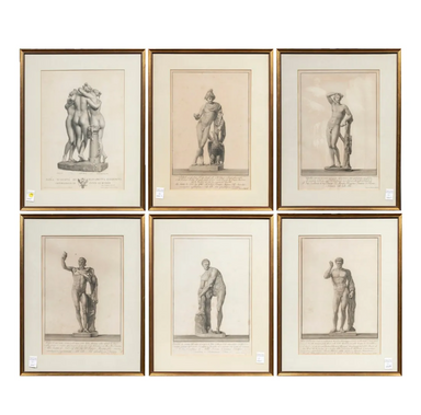 Set of 6 Framed 18th Century Etchings of Roman Gods, Francesco Piranesi | Work of Man