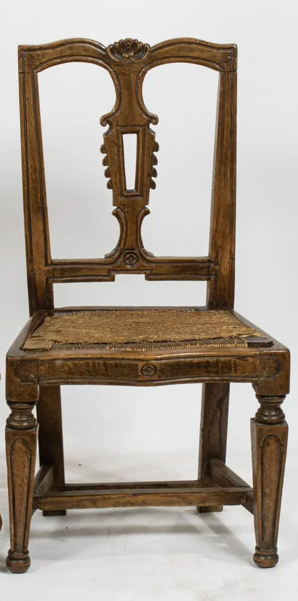 AF2-278: Antique Early 19th Century French Provincial Walnut Childs Chair With Rush Seat