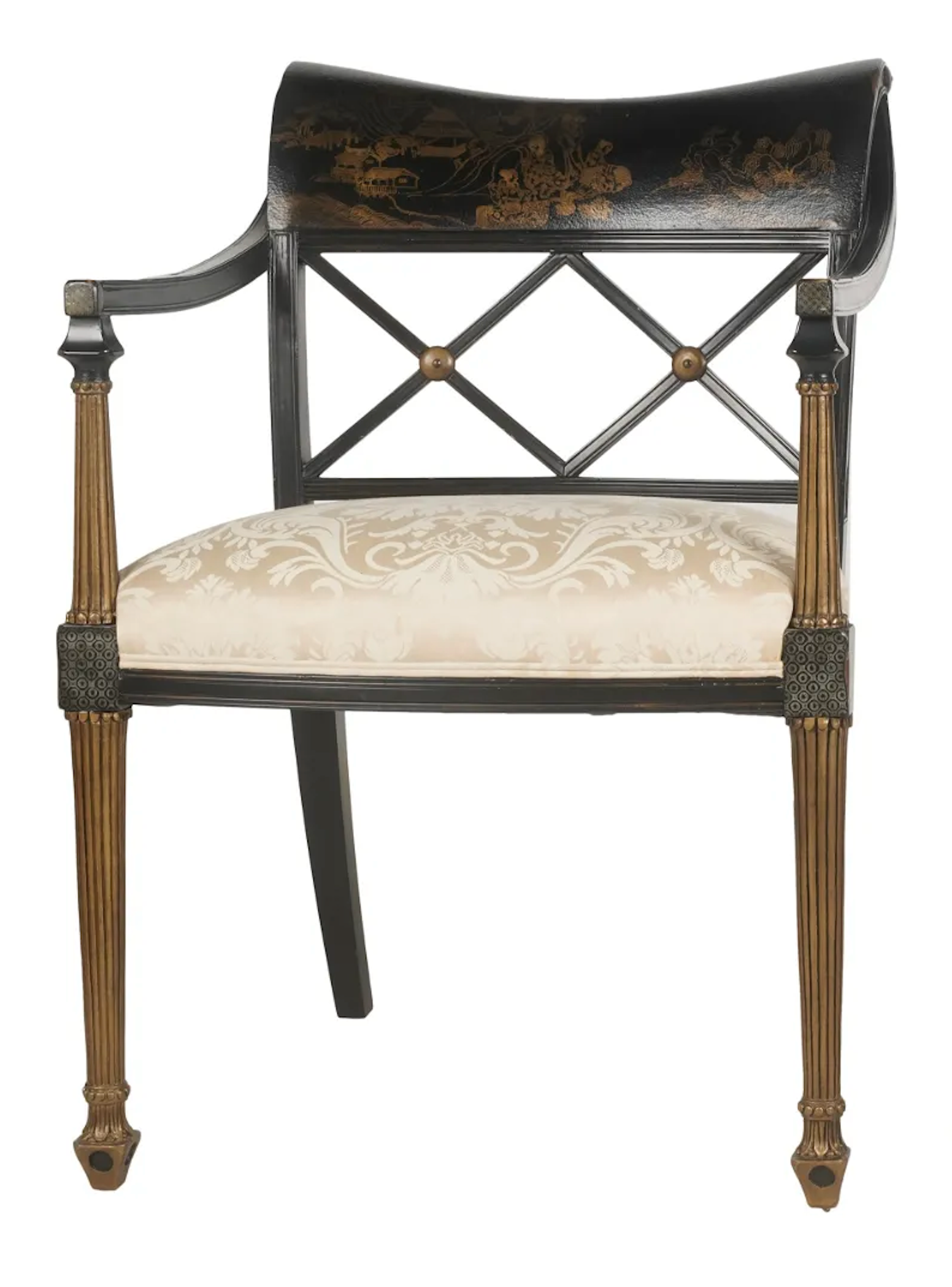 AF2-046: Antique Late 20th Century English Regency Style Chinoiserie Arm Chair