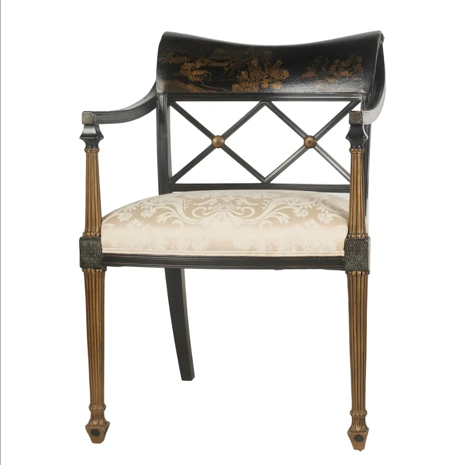 Antique English Regency Chinoiserie Arm Chair | Work of Man