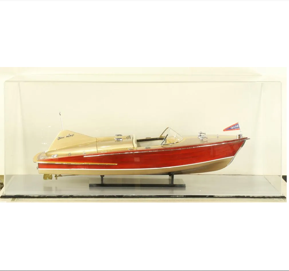 CR2-100: Chris Craft Scaled Speed Boat Model Housed in Acrylic Case