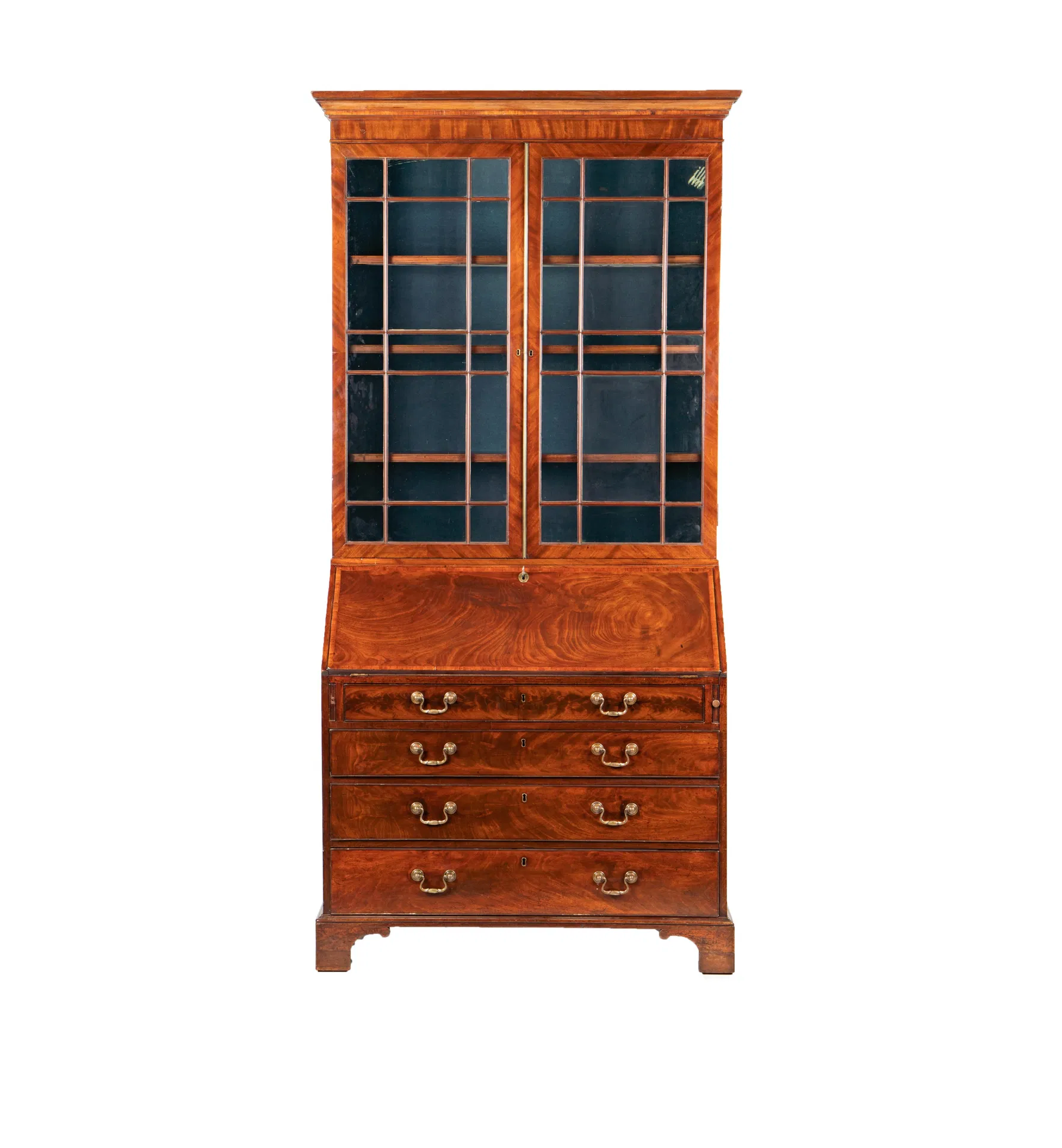 Late 18th C English Georgian Mahogany Bureau Bookcase | Works Man