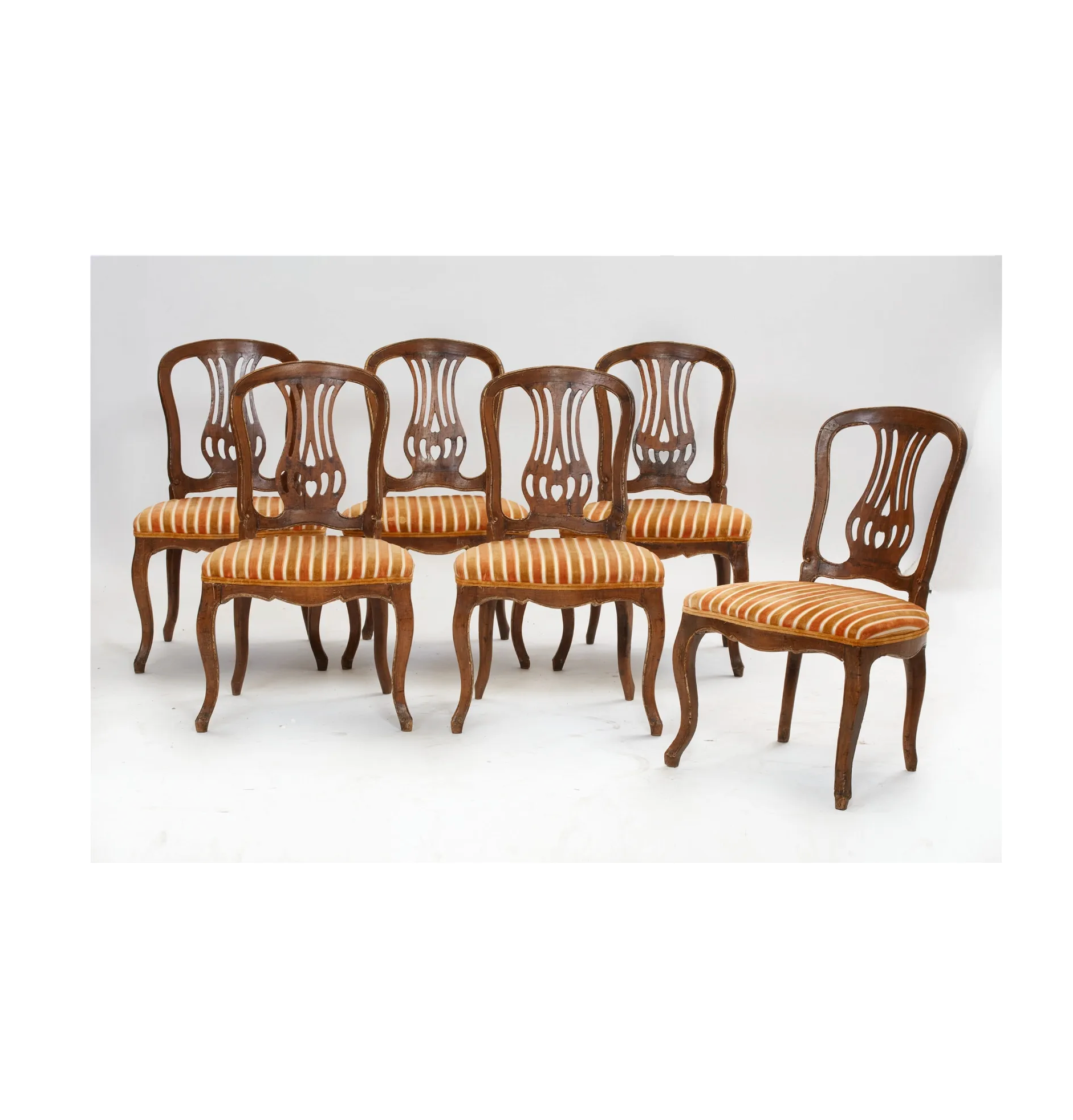 Antique Set of 6 18th C French Provincial Walnut Side Chairs | Work of Man