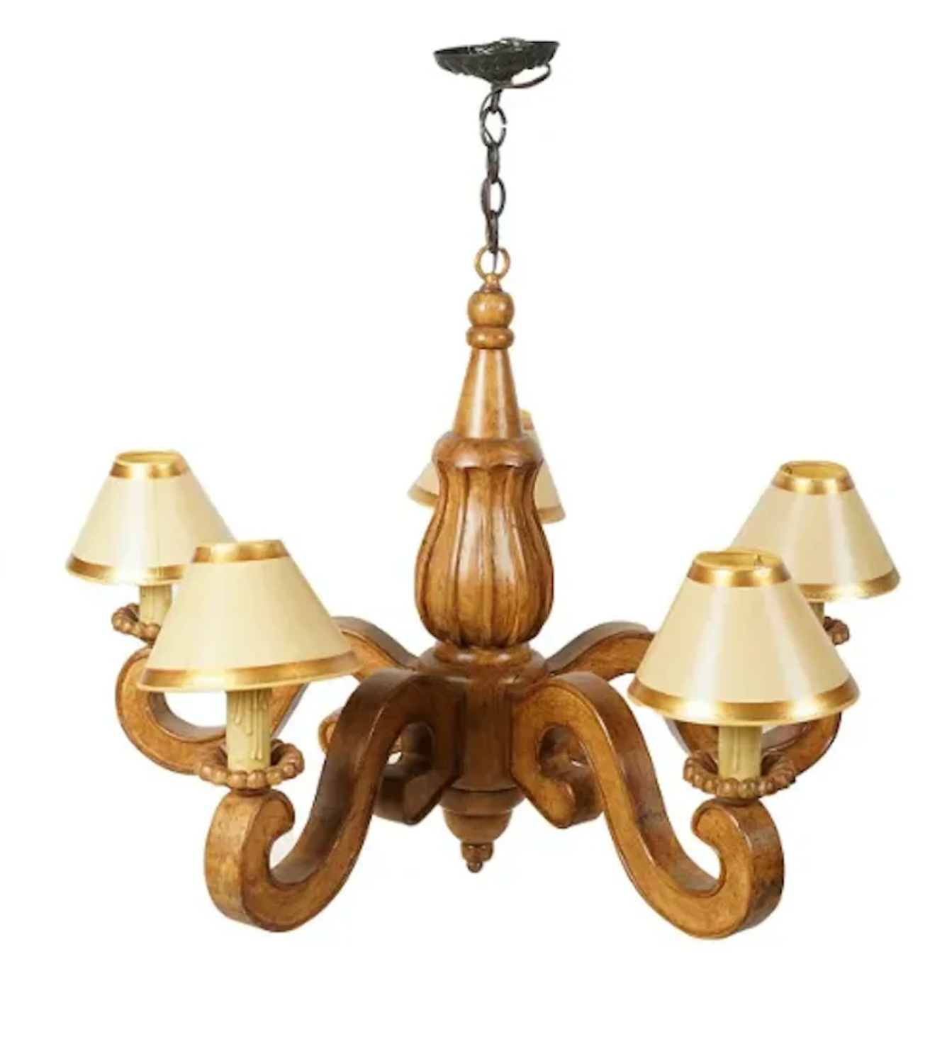 Carved Wood 5 Light French Provincial Chandelier | Work of Man