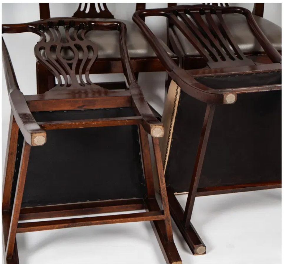 AF2-061:  Early 19th Century English Chippendale Style Mahogany Side Chairs Set of Four