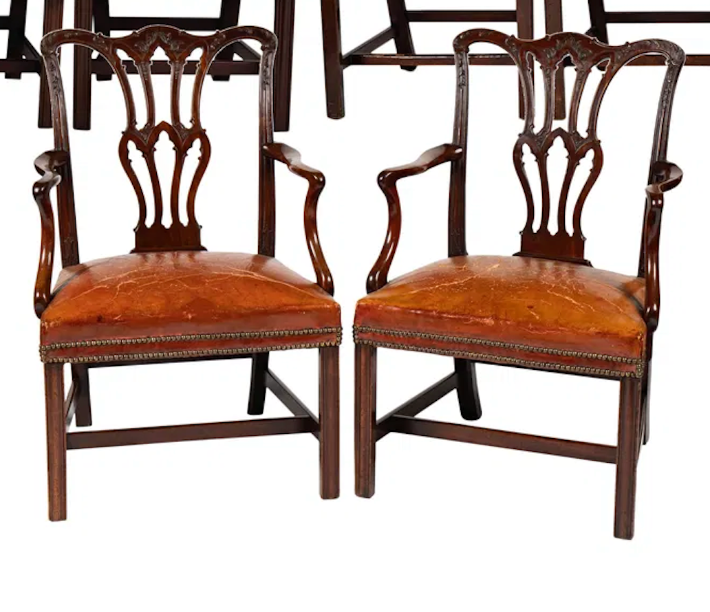 Pair of Early 19th C English Chippendale  Arm Chairs | Work of Man