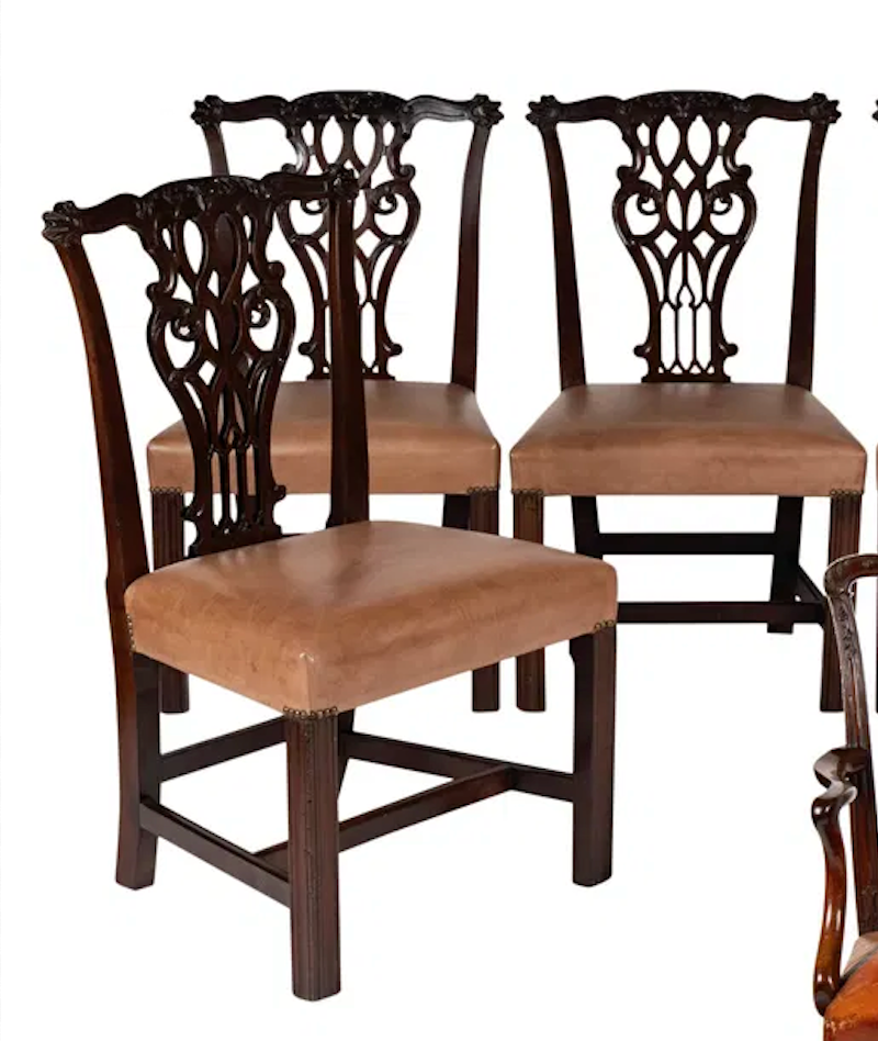 Four Early 19th C English Chippendale Dining Chairs | Work of Man