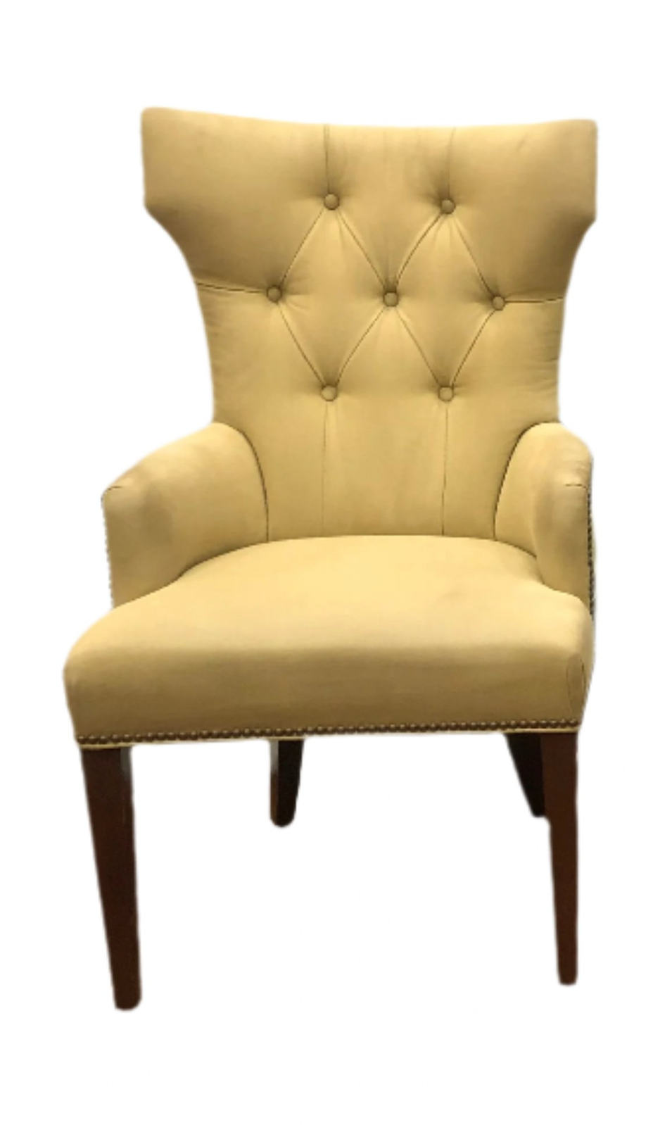 AF2-065: Pair of Grace Home Upholstered Wing Chair Dining Chairs - Late 20th Century