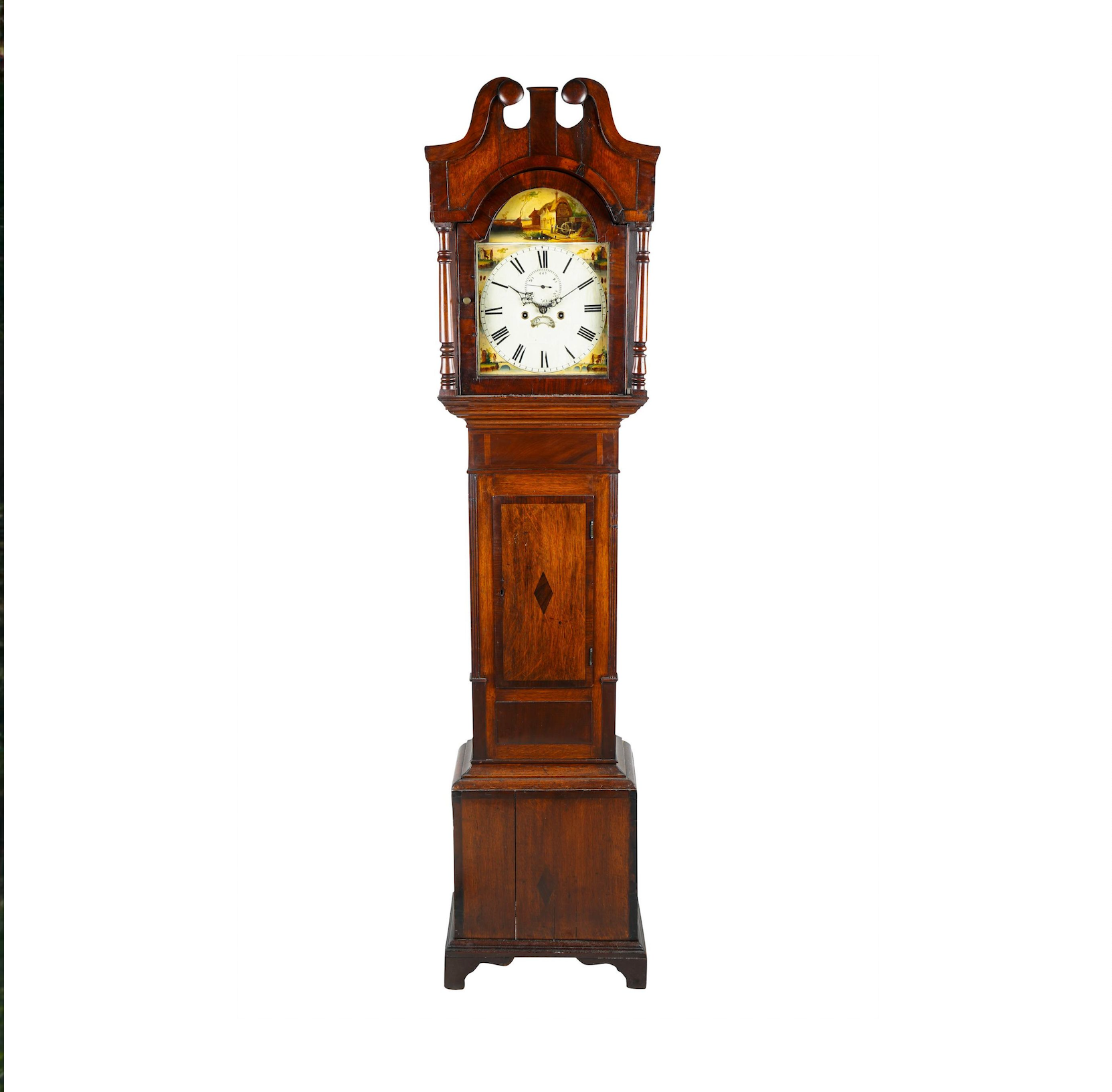 TK1-114: LATE 17TH CENTURY ENGLISH MAHOGANY & OAK TALL CASE CLOCK