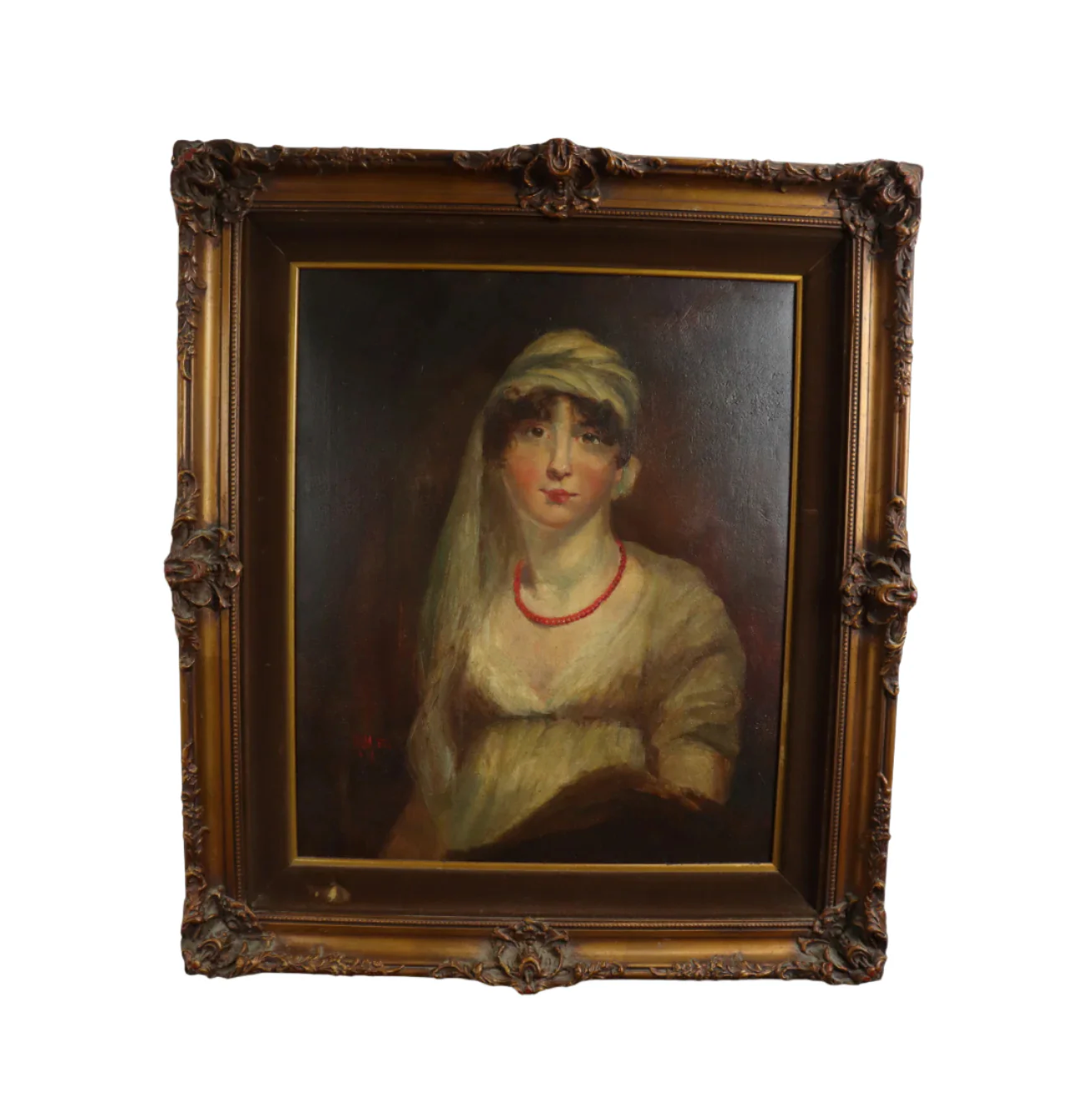 AW422: TE Morton - American School - Late 19th C Portrait of a Lady - Oil on Canvas