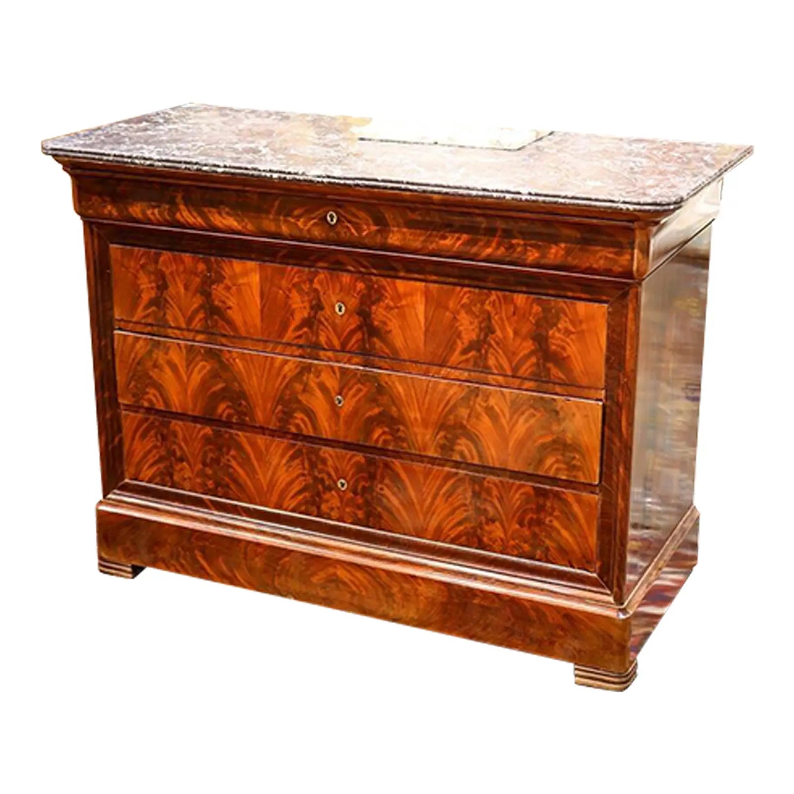 antique-early-19th-century-louis-phillipe-mahogany-marble-top-chest | Work of Man