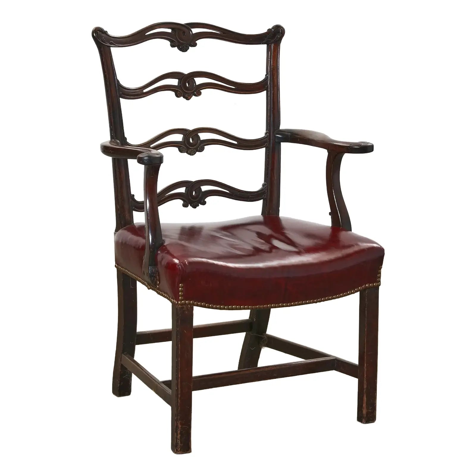 antique-late-18th-century-george-iii-mahogany-ladder-back-open-armchair | Work of Man